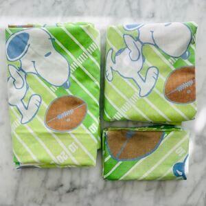Snoopy Football Vintage Utica Twin Flat Sheets Green X2 Standard Pillowcase X1
